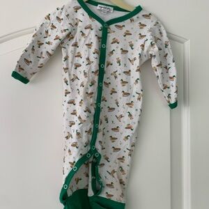 Magnolia Baby Green and White Duck Print Onesie